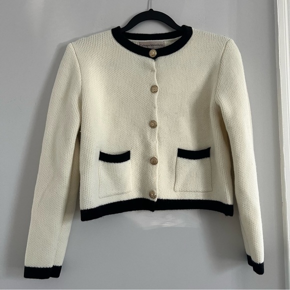 Catherine Malandrino Ivory Sweater with Black Accents - Picture 1 of 6